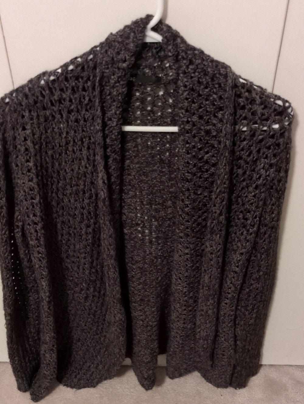 mac & jac charcoal open-knit women's cardigan